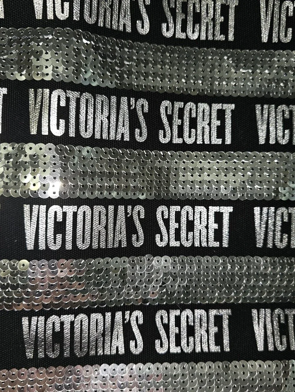 Black W/ Silver Sequins Victoria's Secret Tote 22x13x6